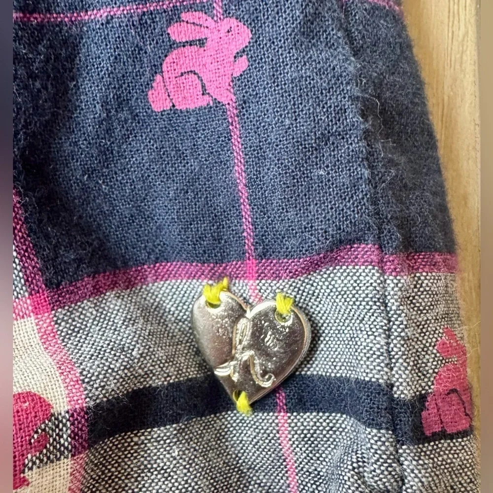 Hatley Girls Pink Blue Check Bunny Rabbit Cotton Dress  Size 8 EUC Easter